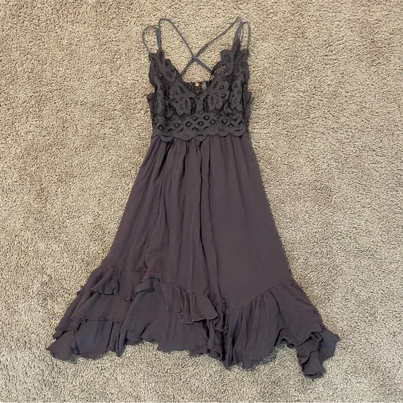 Free People | Dresses | Fp One Free People Dress Womens Size Xs Adela Slip  Dress Knee Length Grey | Poshmark